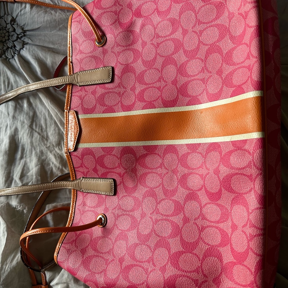 Coach Vibrant Pink and Orange Tote